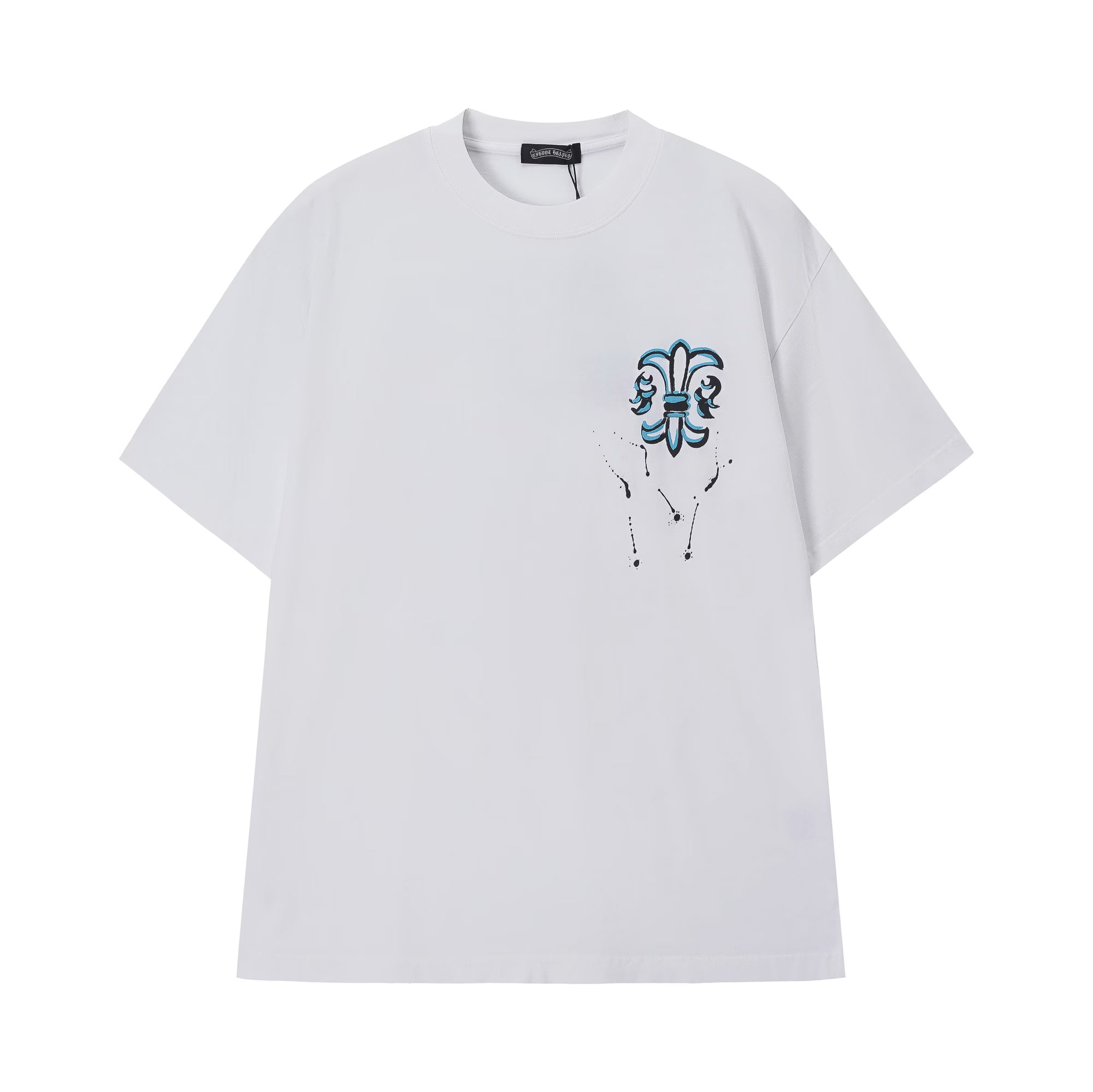 Authentic Chrome Hearts Chrome Hearts Fleur-de-Lis Splatter Tee (White) – front view