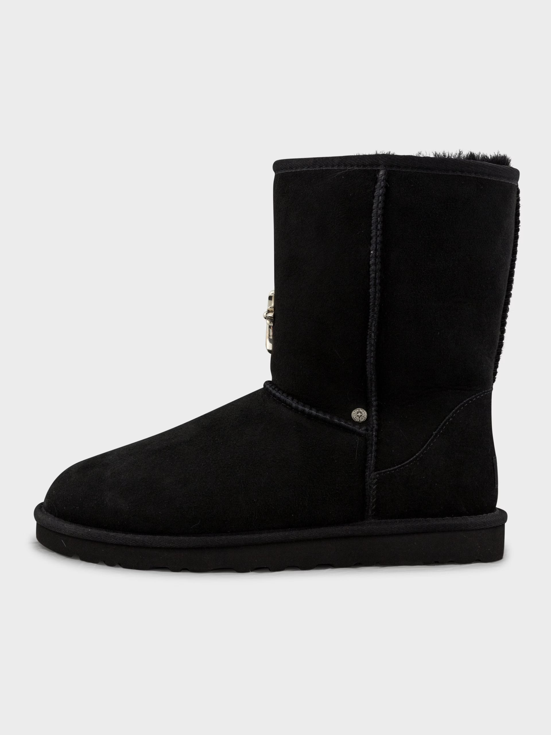 Authentic Chrome Hearts Black Chrome Heart Uggs – front view