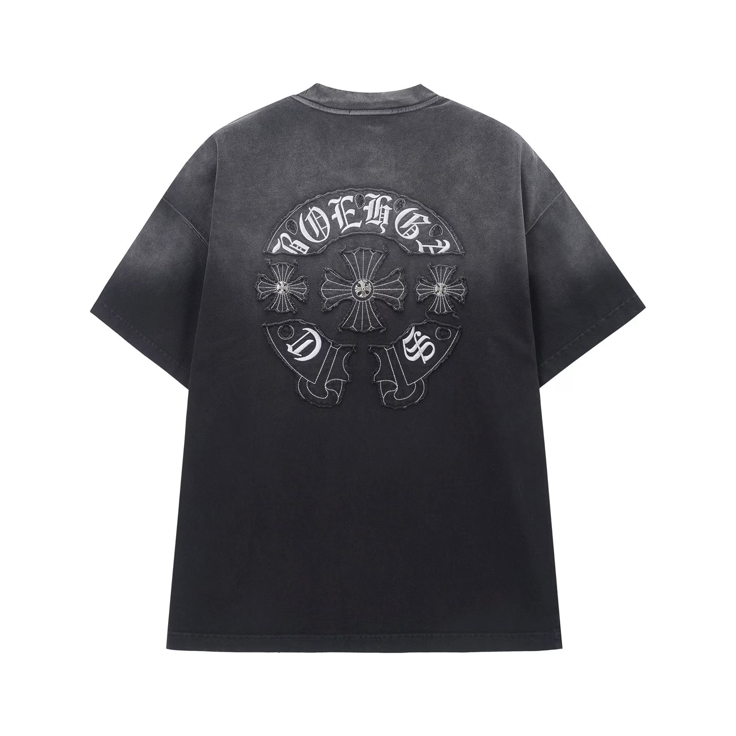 Authentic Chrome Hearts Chrome Hearts Black Gothic Cross Logo T-Shirt – front view