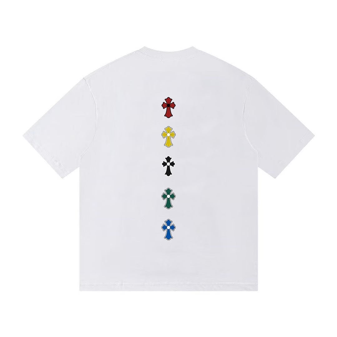 Authentic Chrome Hearts Chrome Hearts Rainbow Cross Stack Tee White – front view