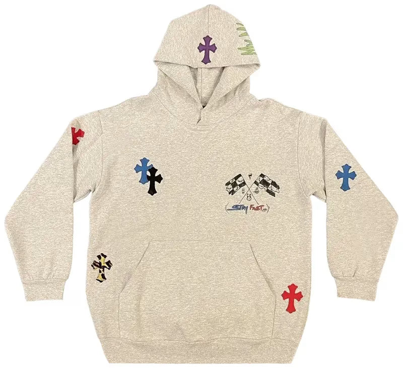 Authentic Chrome Hearts Chrome Hearts 1 Of 1 Matty Boy Cross Hoodie ‘Grey/Multicolor’ – front view