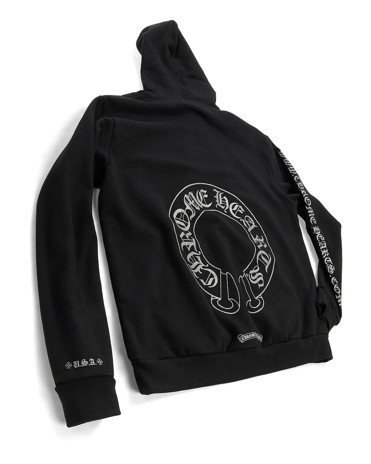 Authentic Chrome Hearts CH Silver Glitter Hoodie – front view