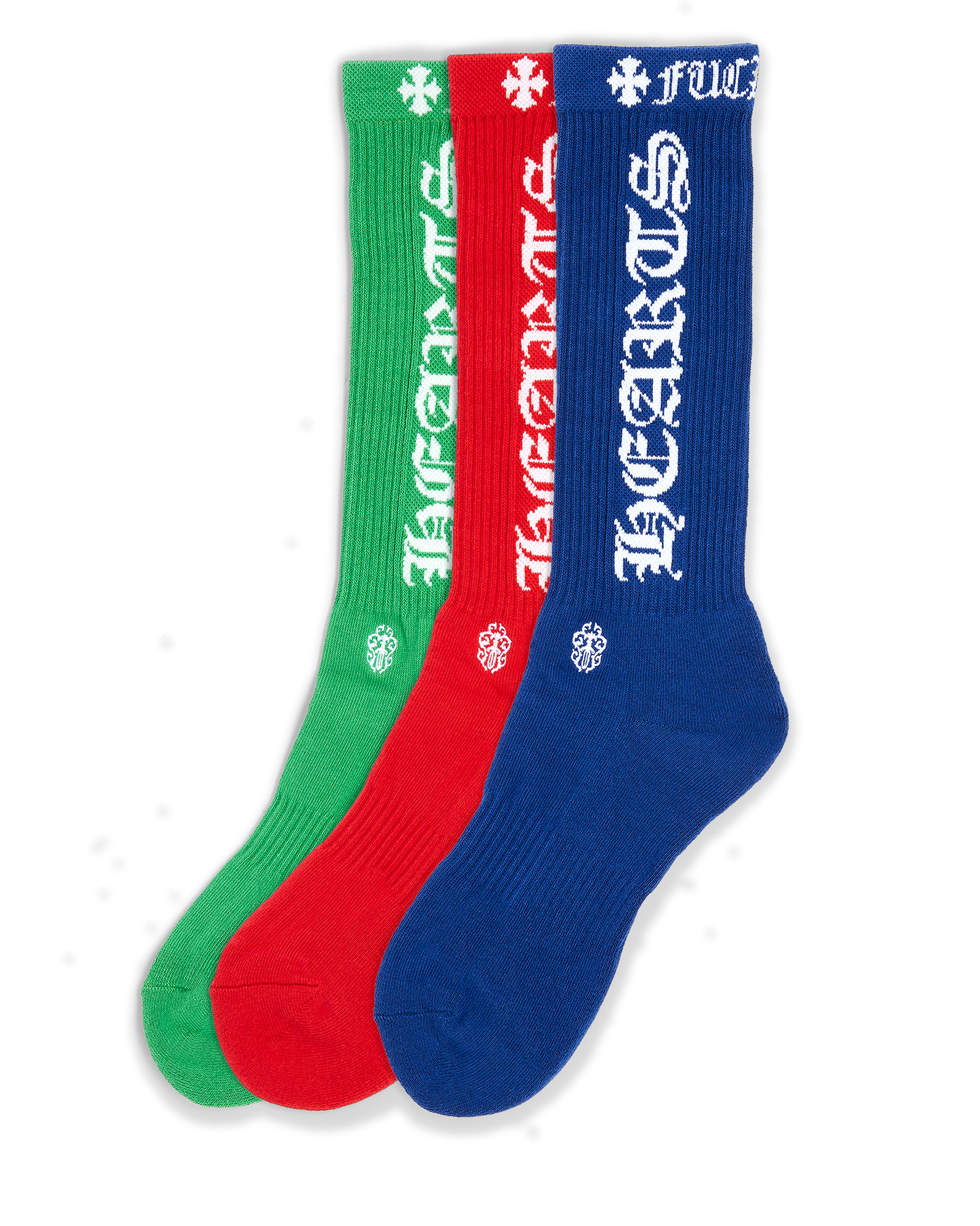 Authentic Chrome Hearts Chrome Hearts “FUCK YOU†Band in White Socks – front view