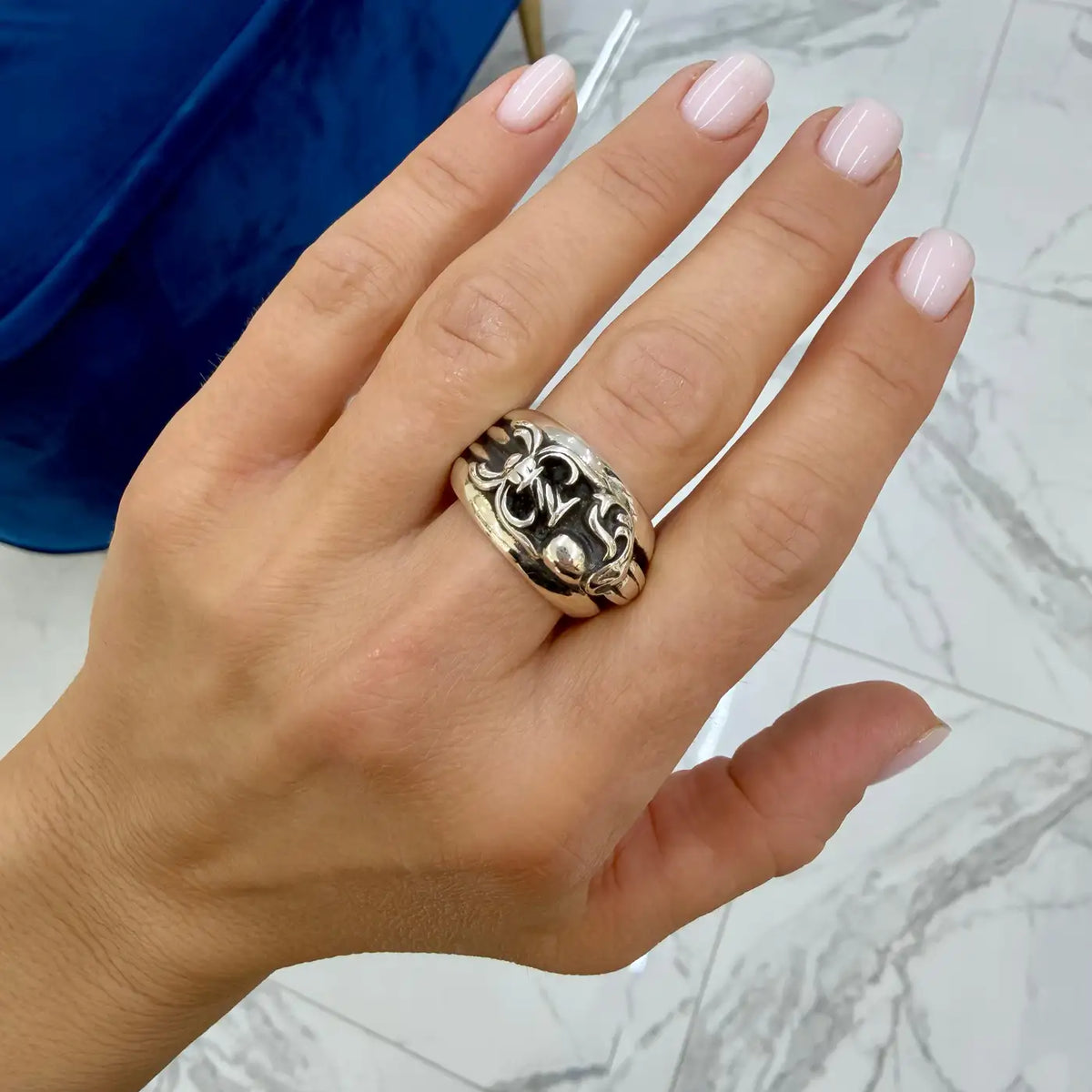 1995 Chrome Hearts Dagger Heart 925 Sterling Silver Band Ring - Chrome Hearts Ring (photo 1)