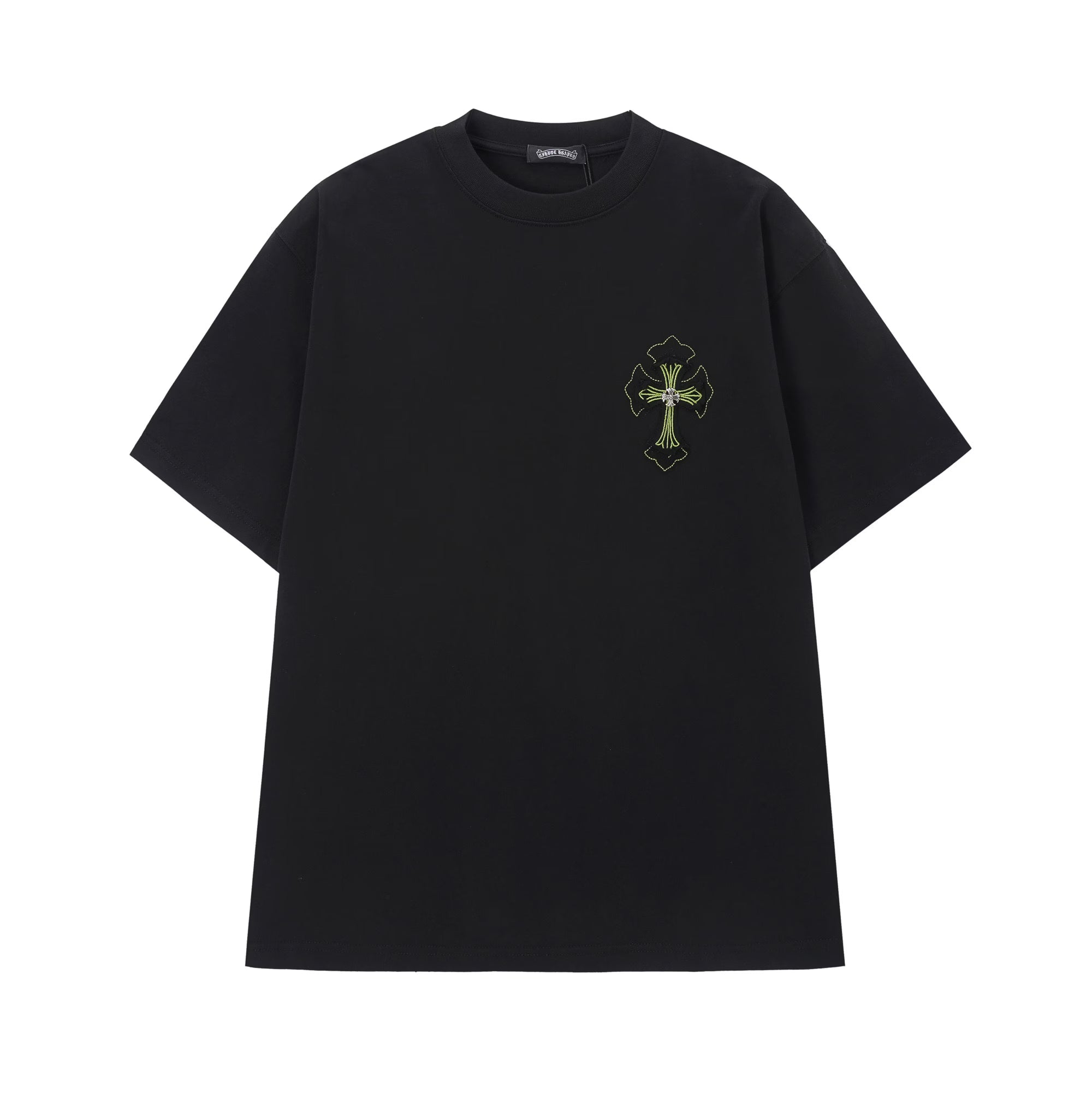 Authentic Chrome Hearts Chrome Hearts Black Green Gothic Cross T-Shirt – front view