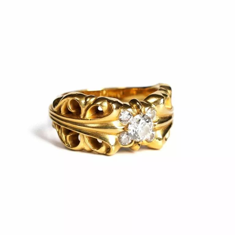 Authentic Chrome Hearts DOUBLE FLORAL RING WITH 5 Stones – ring front view