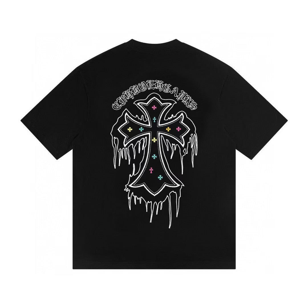 Authentic Chrome Hearts Chrome Hearts Dripping Cross Black T-Shirt – front view