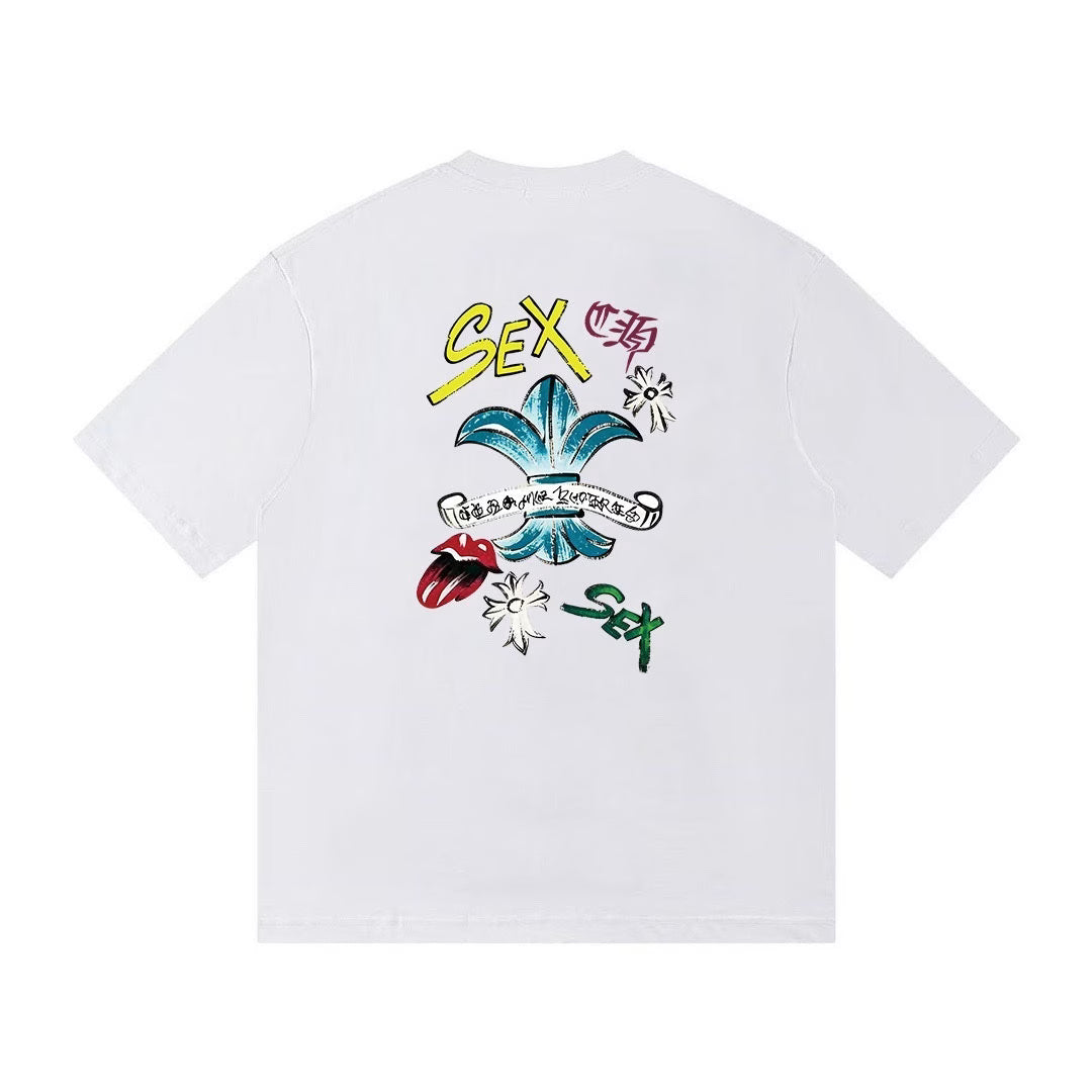 Authentic Chrome Hearts Chrome Hearts Fleur De Lis SEX Print T-Shirt – front view