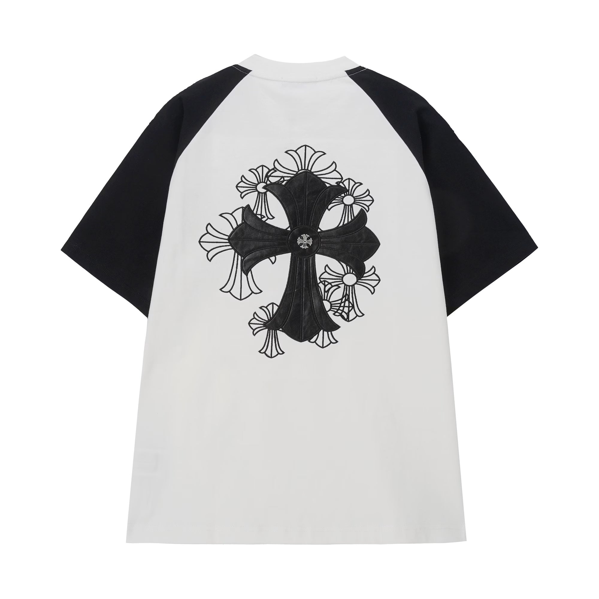 Authentic Chrome Hearts Chrome Hearts White Black Cross Raglan T-Shirt – front view
