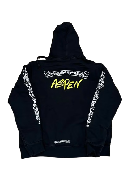Authentic Chrome Hearts Chrome Hearts Black Aspen Excluisve Zip Up Hoodie – front view