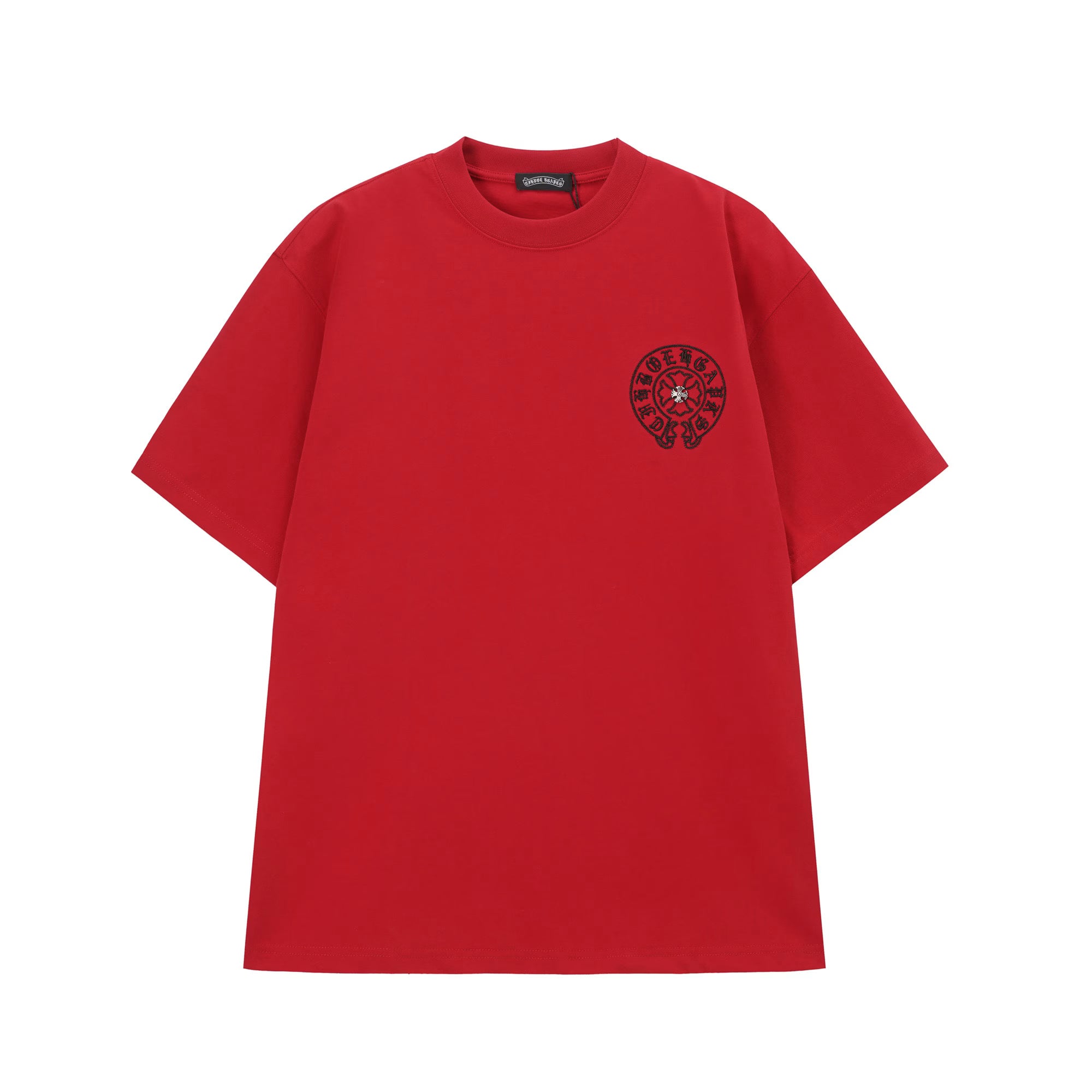 Authentic Chrome Hearts Chrome Hearts Red Black Gothic Circle T-Shirt – front view