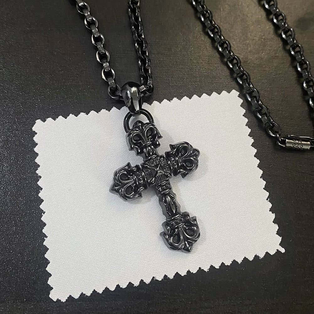 Authentic Chrome Hearts Chrome Hearts Skull Cross Pendant Necklace – front view