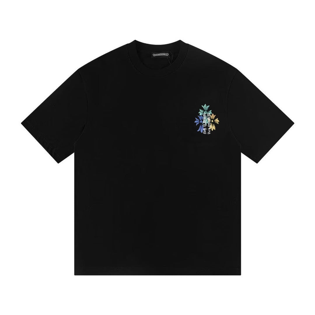 Authentic Chrome Hearts Chrome Hearts Multi Floral Horseshoe T-Shirt – Black – front view