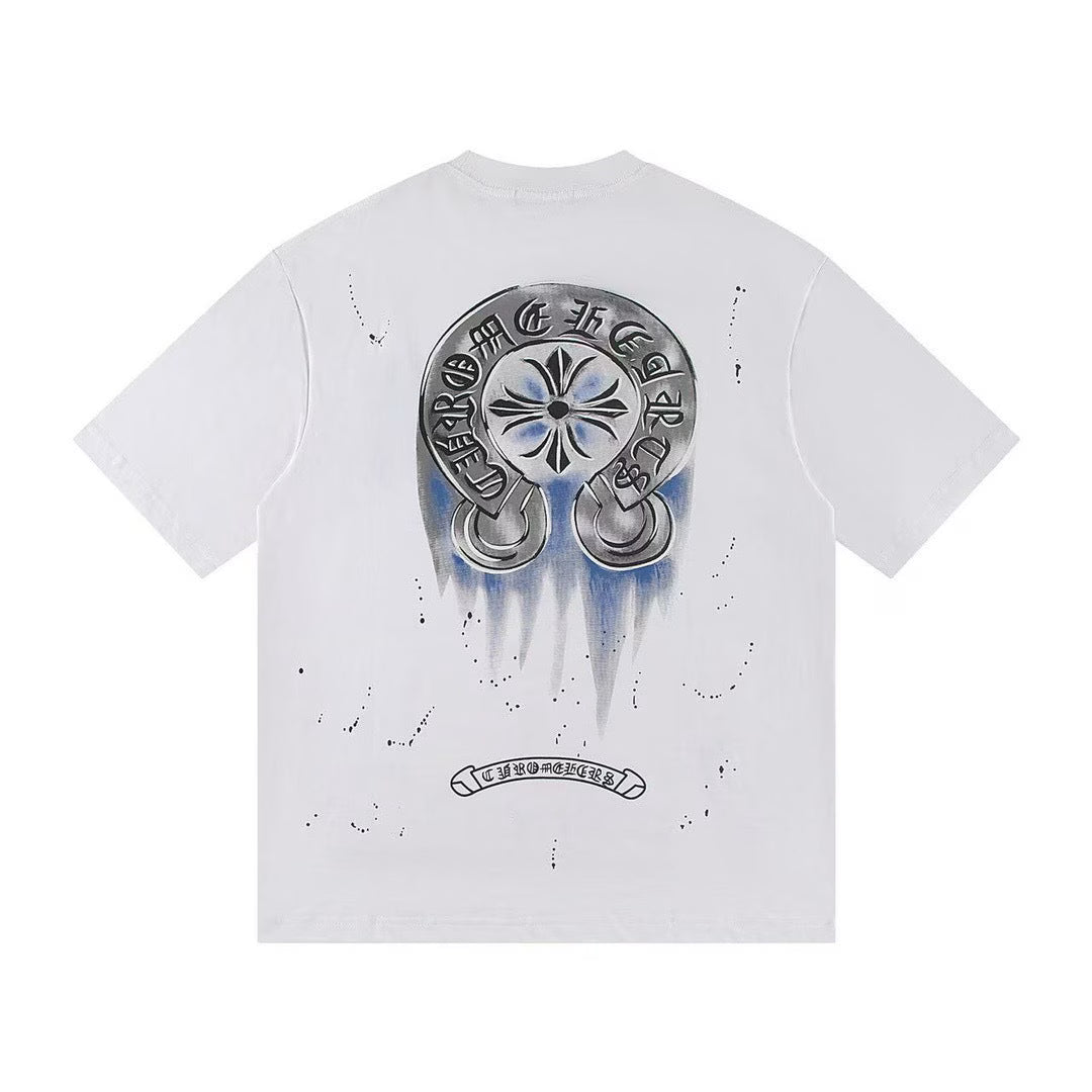 Authentic Chrome Hearts Chrome Hearts Horseshoe Drip Tee White – front view