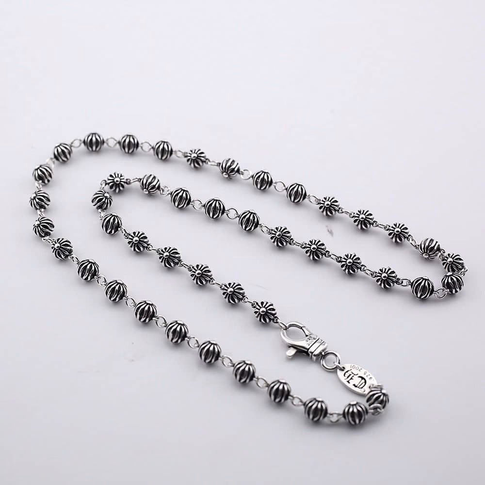 Authentic Chrome Hearts Chrome Hearts Floral Bead Chain Necklace – front view