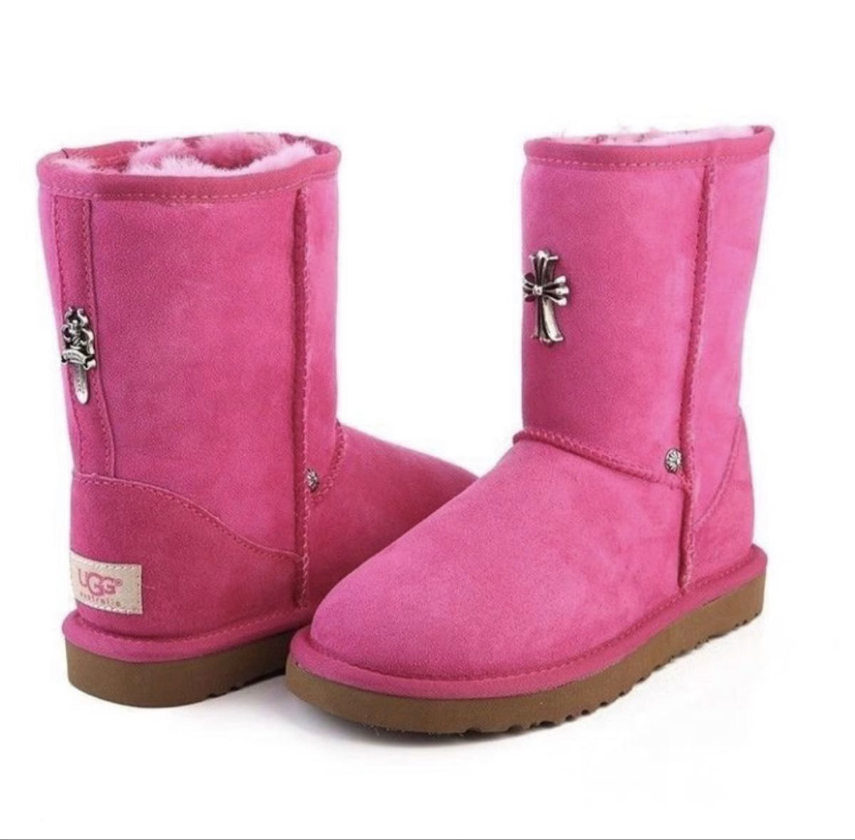 Authentic Chrome Hearts Chrome Hearts Uggs Pink – front view