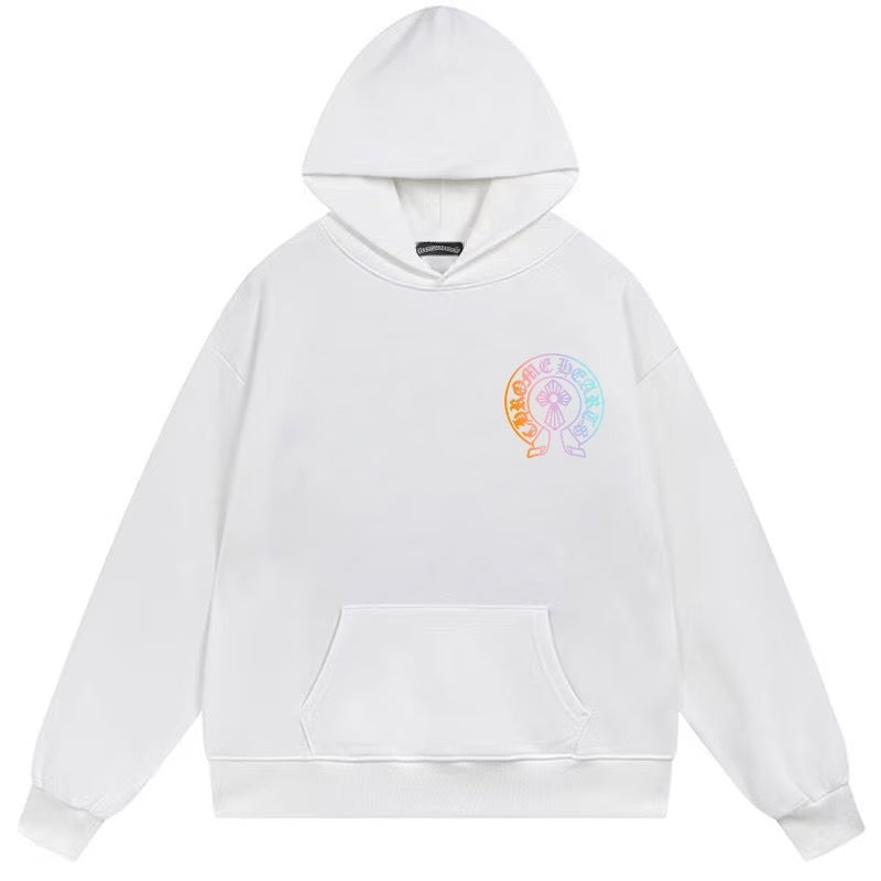 Authentic Chrome Hearts Chrome Hearts Neon Horseshoe Hoodie White – front view