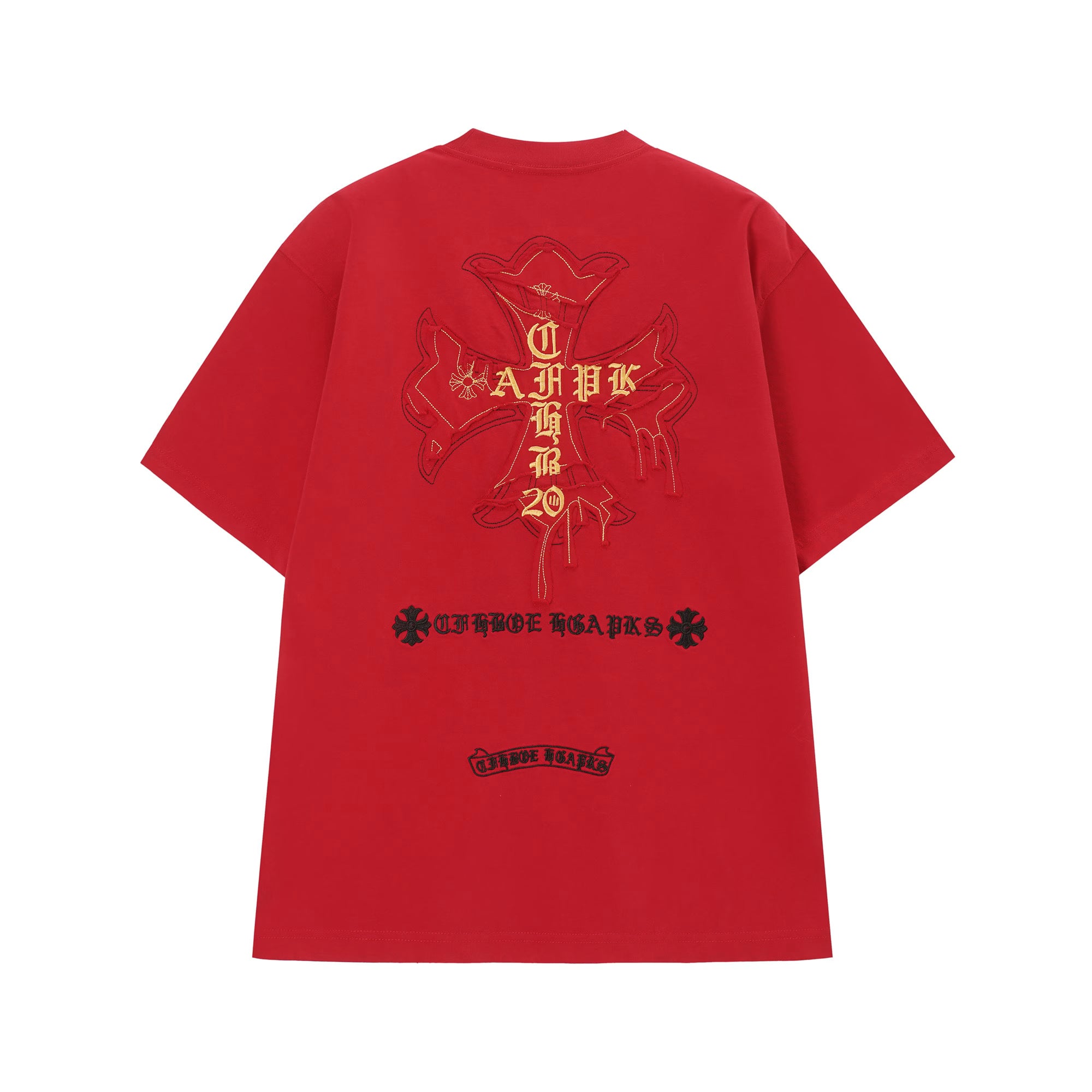 Authentic Chrome Hearts Chrome Hearts Red Cemetery Cross Logo T-Shirt – front view