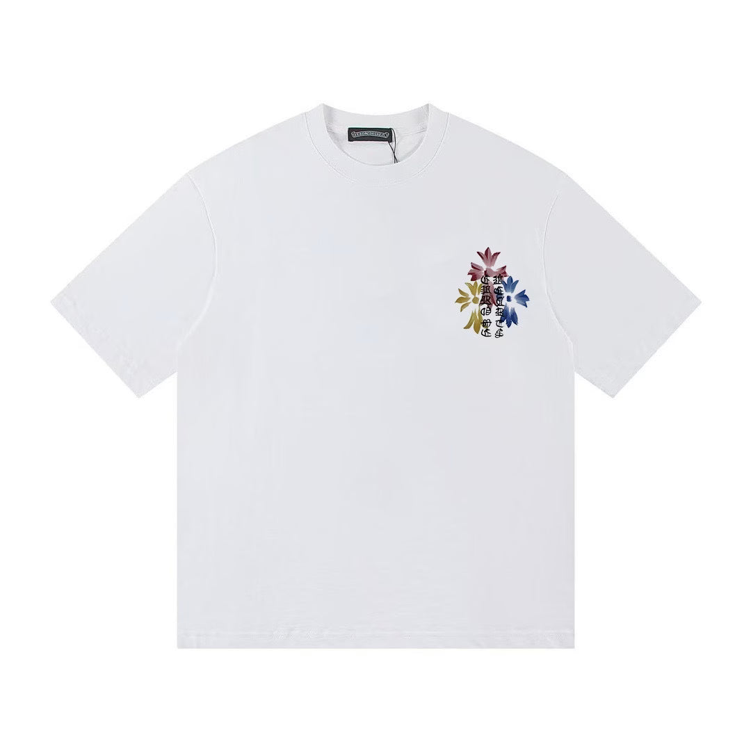 Authentic Chrome Hearts Chrome Hearts Multi Floral Horseshoe T-Shirt – White – front view