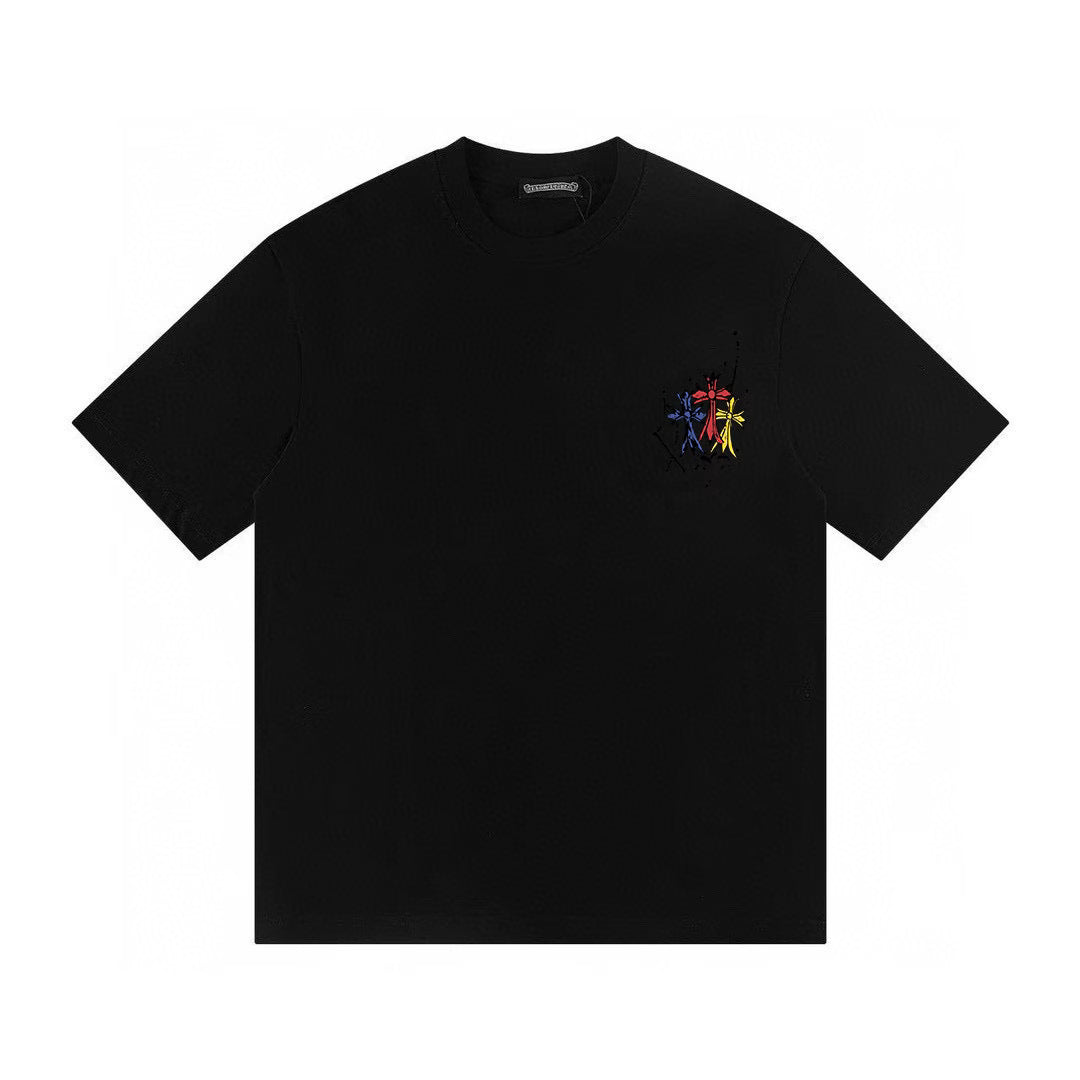 Authentic Chrome Hearts Chrome Hearts Colorful Cross Graphic T-Shirt Black – front view
