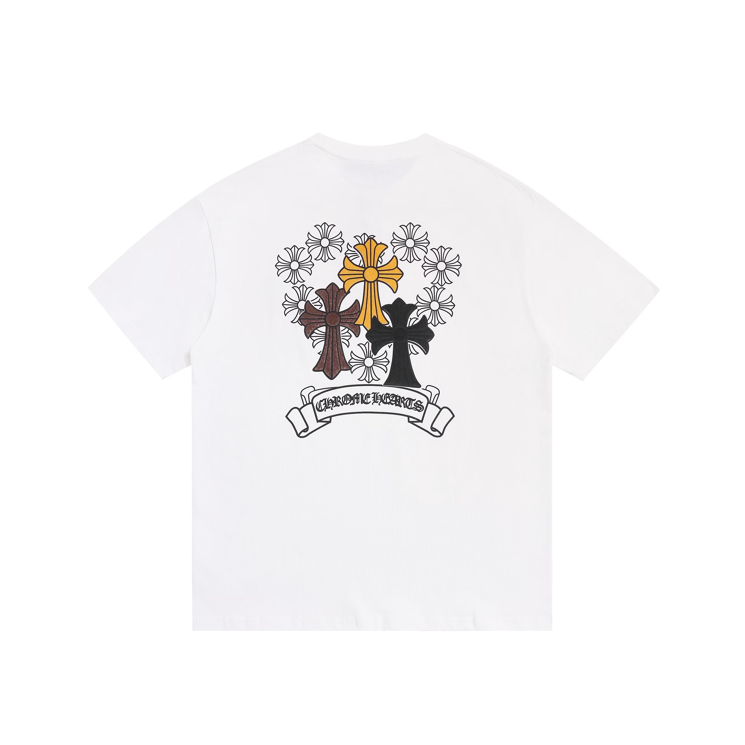 Authentic Chrome Hearts Chrome Hearts Black Multicolor Cross Logo Tee – front view