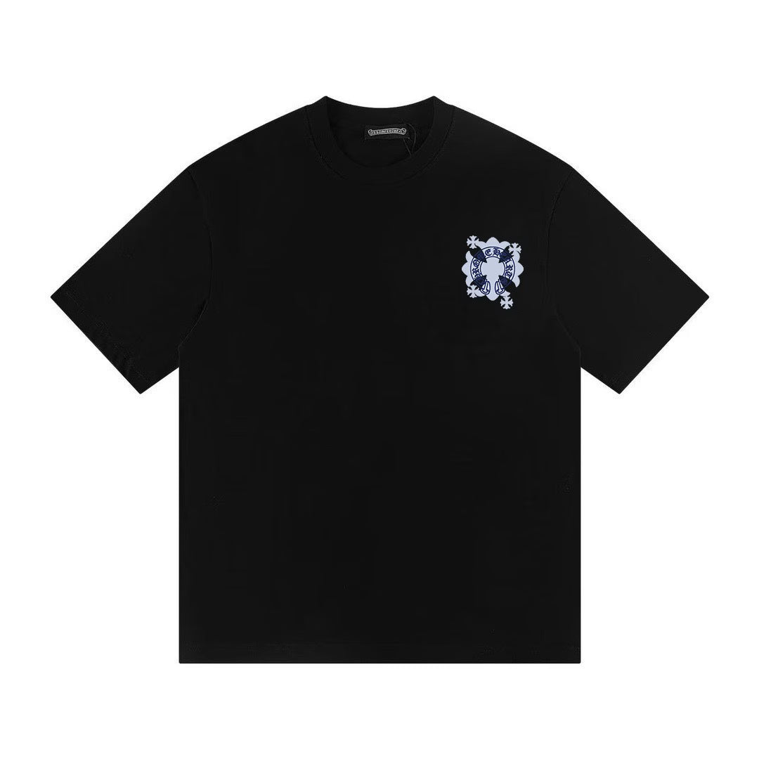 Authentic Chrome Hearts Chrome Hearts Blue Cross T-Shirt – Black – front view