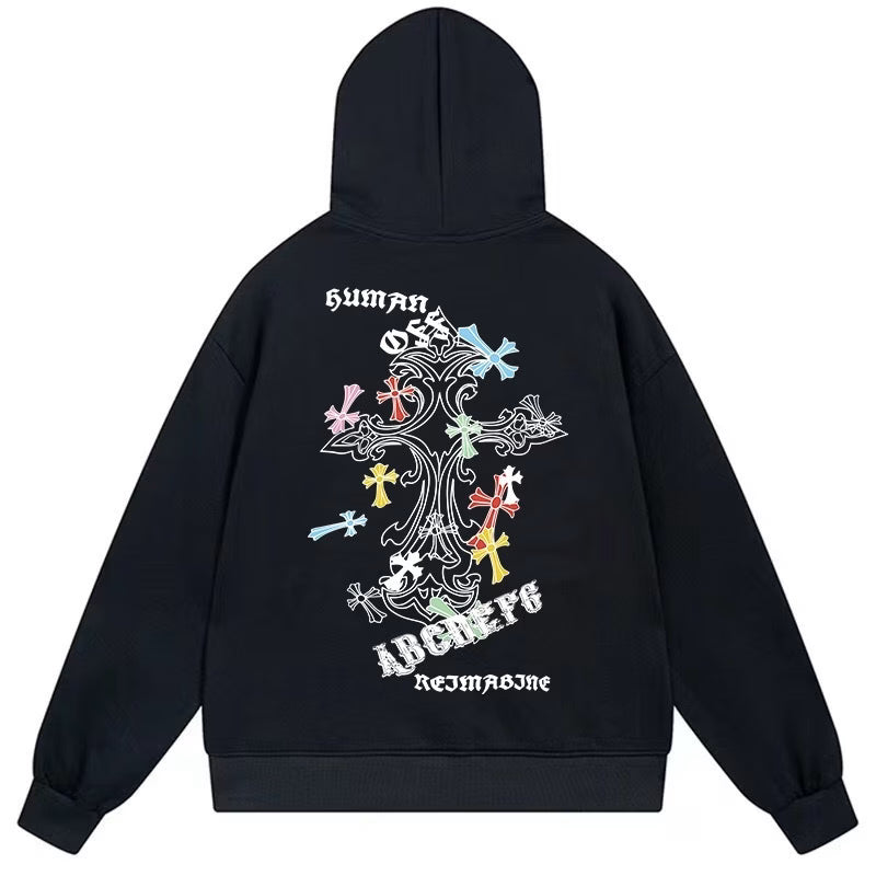 Authentic Chrome Hearts Chrome Hearts Artistic Cross Hoodie Black – front view