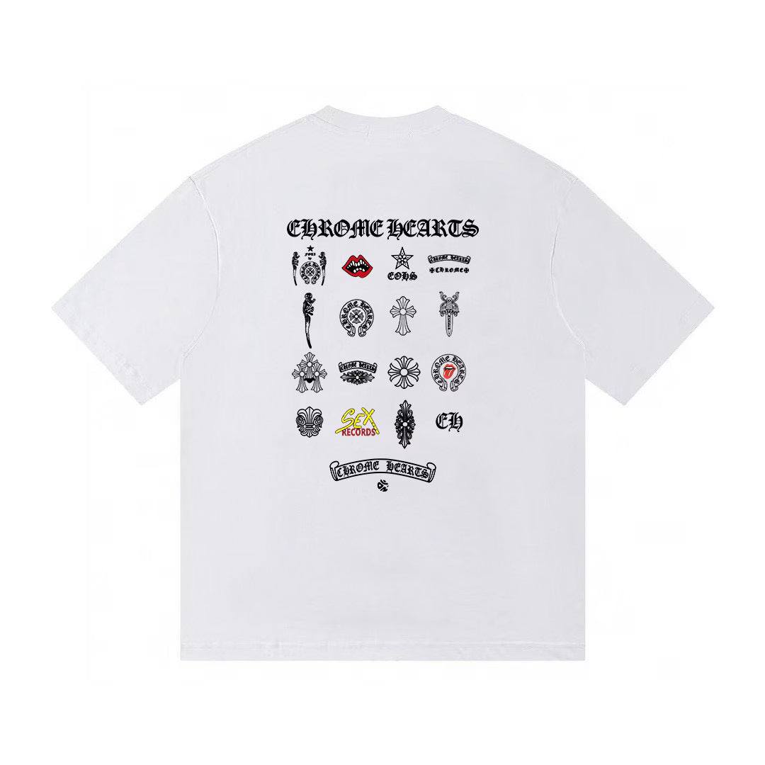 Authentic Chrome Hearts Chrome Hearts Icon Collection Graphic T-Shirt – White – front view