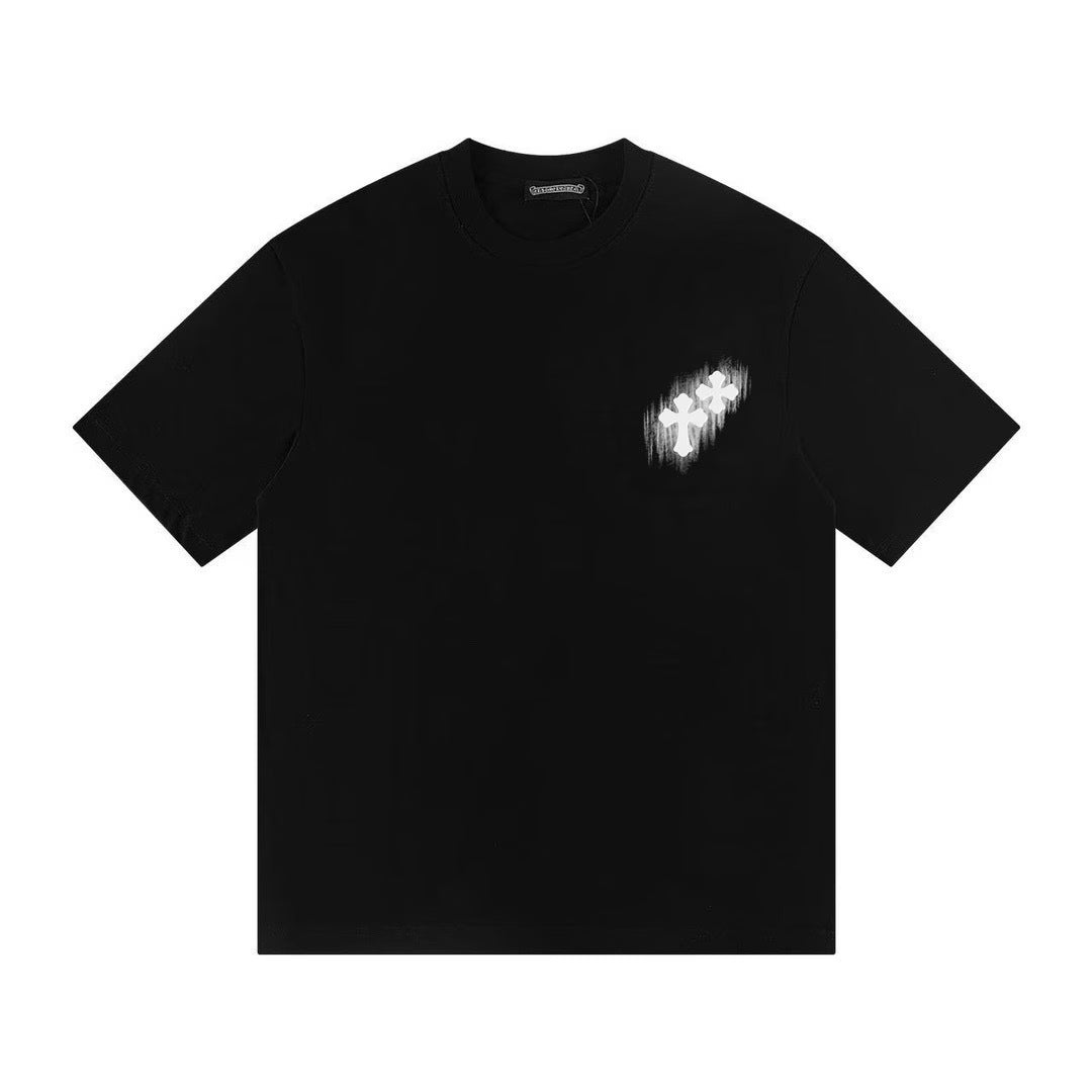 Authentic Chrome Hearts Chrome Hearts Cemetery Cross Spray Logo Tee (Black) – front view
