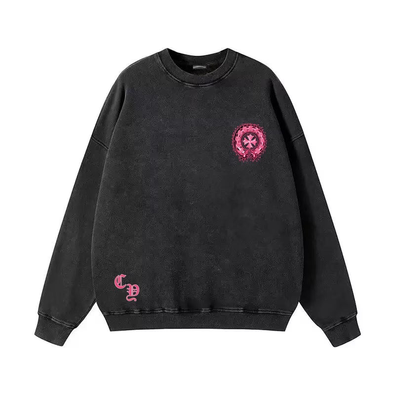 Authentic Chrome Hearts Chrome Hearts Pink Splash Horseshoe Long Sleeve – front view
