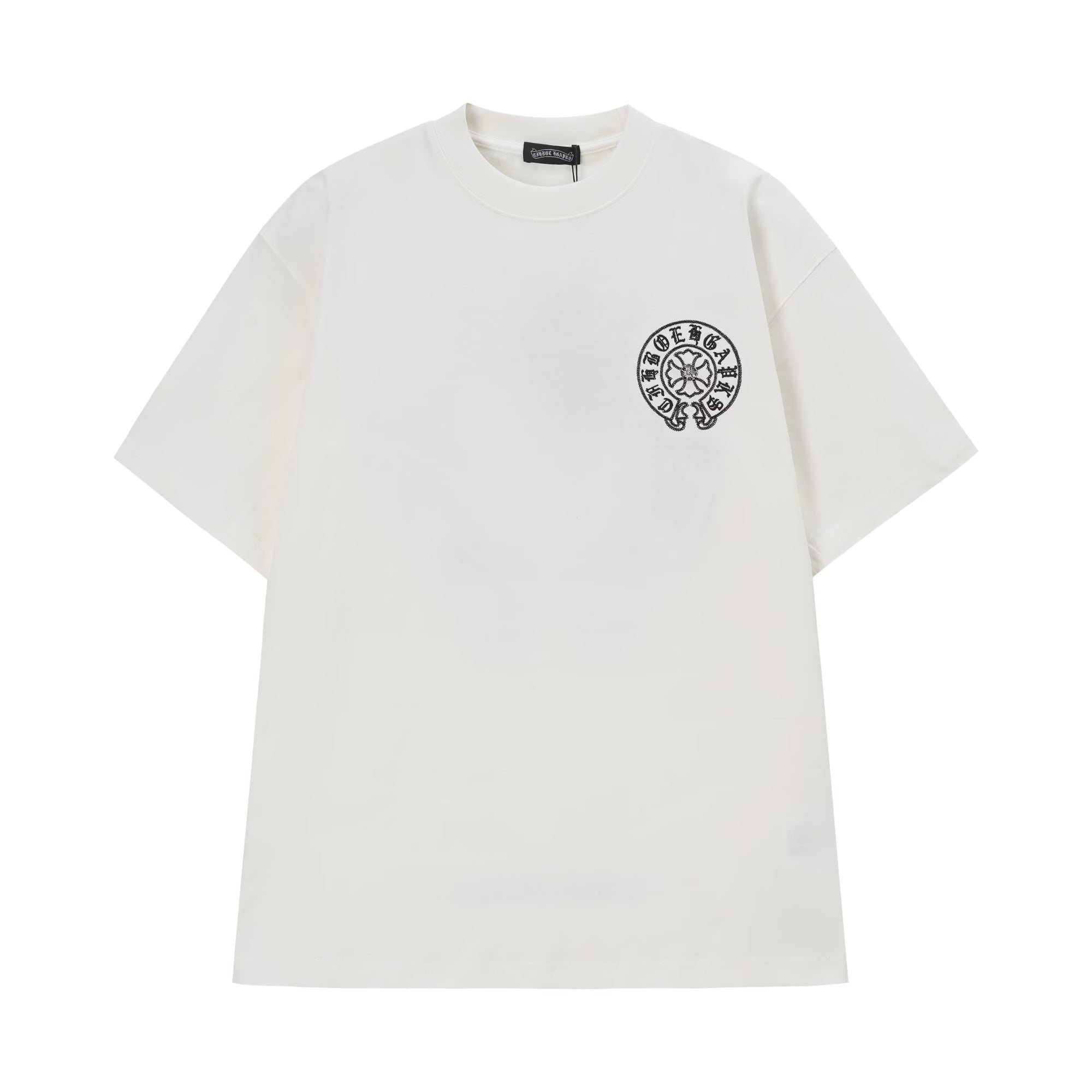 Authentic Chrome Hearts Chrome Hearts White Gothic Circle Cross T-Shirt – front view