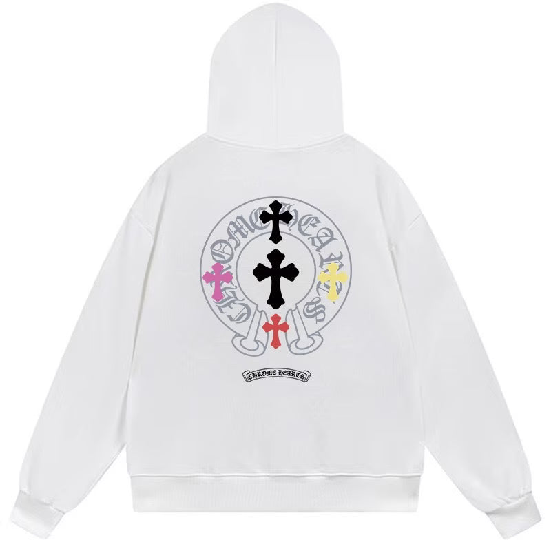 Authentic Chrome Hearts Chrome Hearts White Multi Cross Cemetery Pullover Hoodie – front view