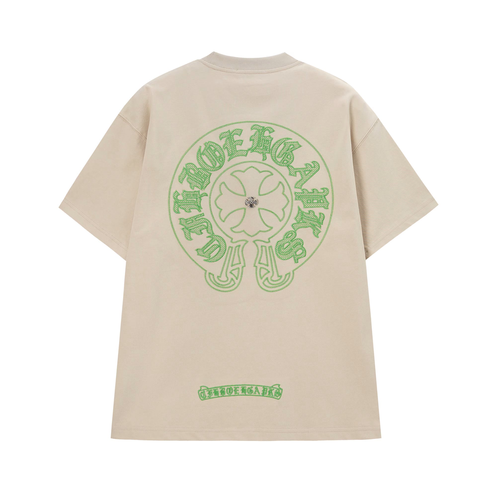 Authentic Chrome Hearts Chrome Hearts Cream Green Gothic Circle T-Shirt – front view