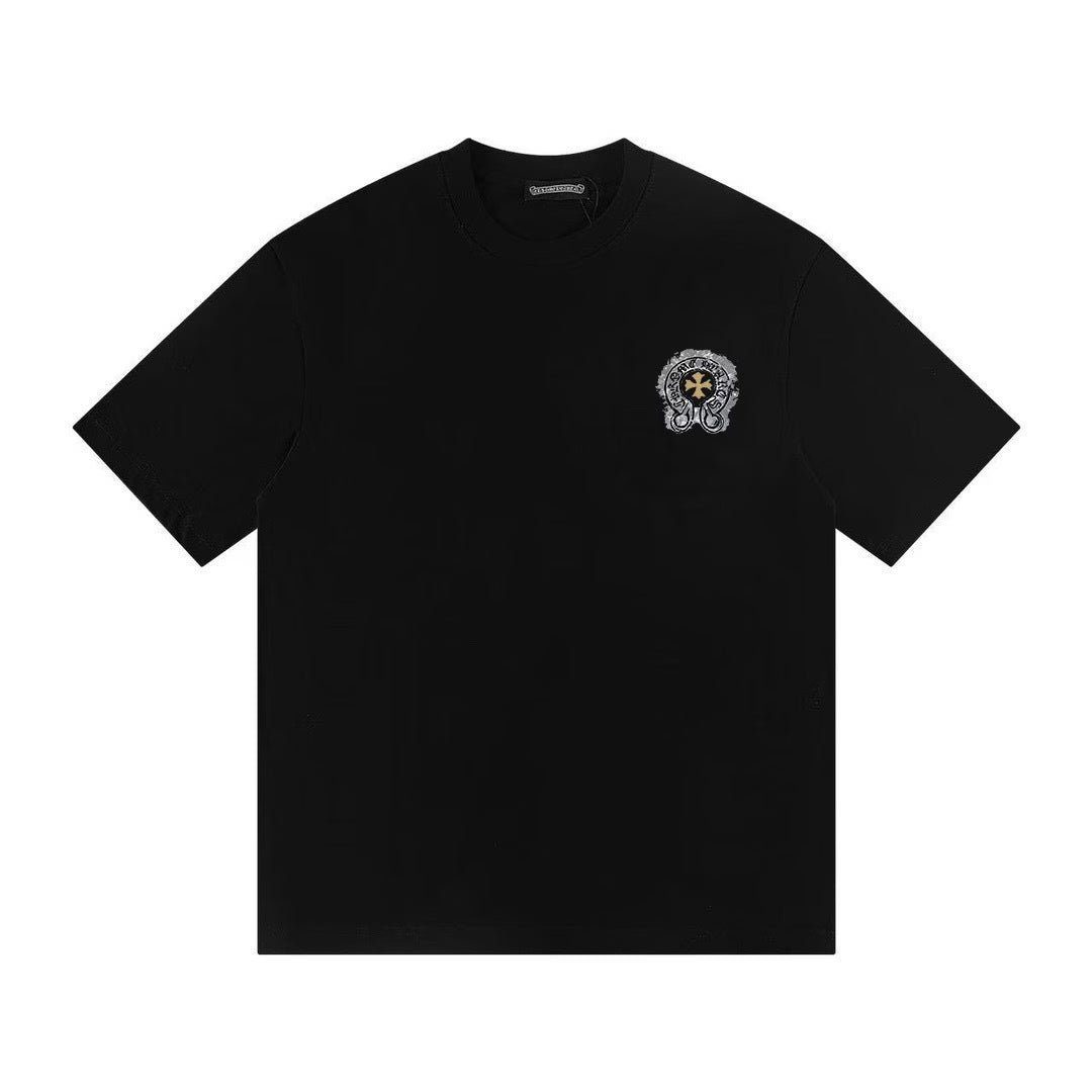 Authentic Chrome Hearts Chrome Hearts Horseshoe Logo Graphic Tee (Black/Gold) – front view