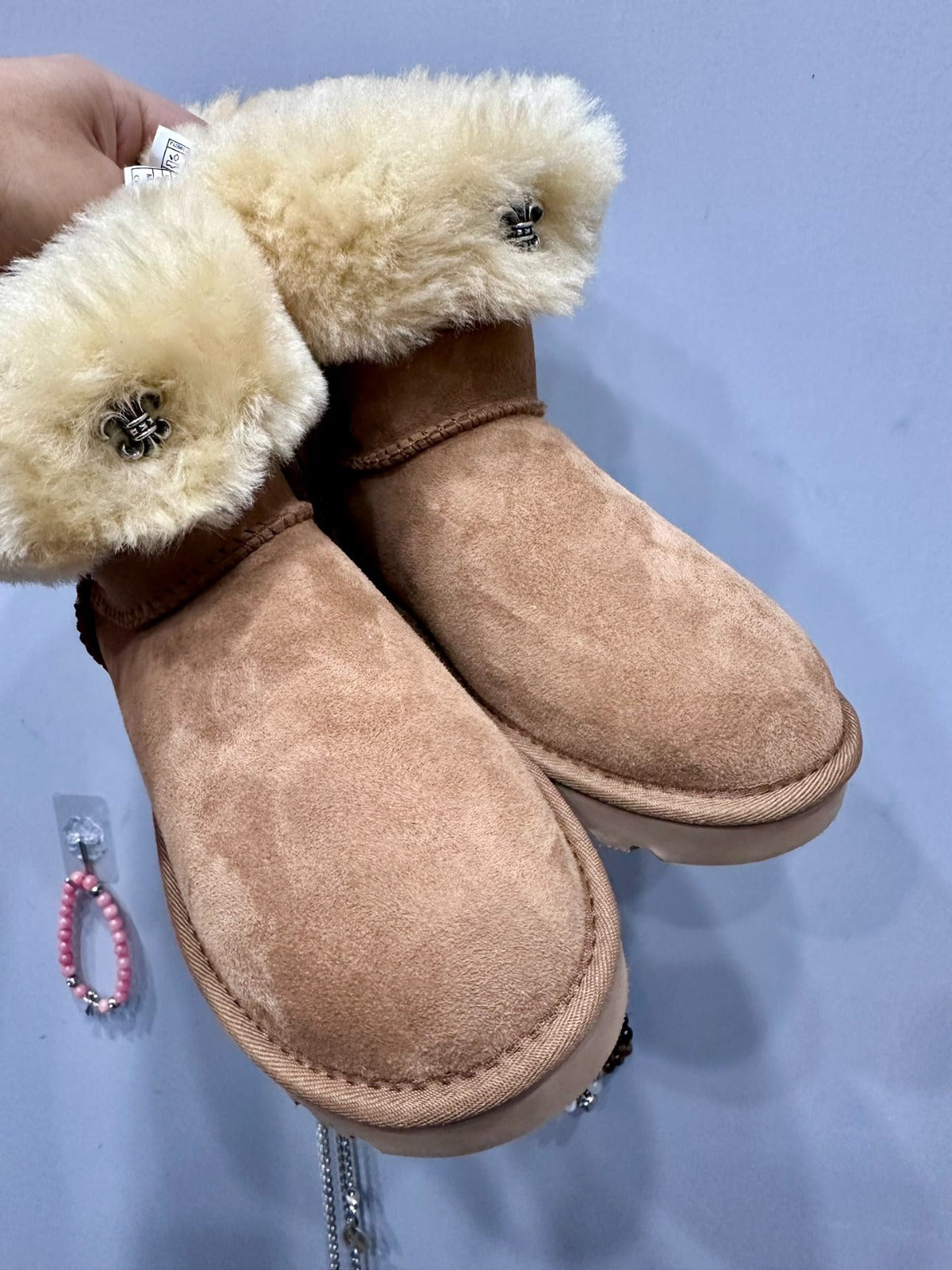 Authentic Chrome Hearts Brown Uggs By Chrome Hearts – shoes front view