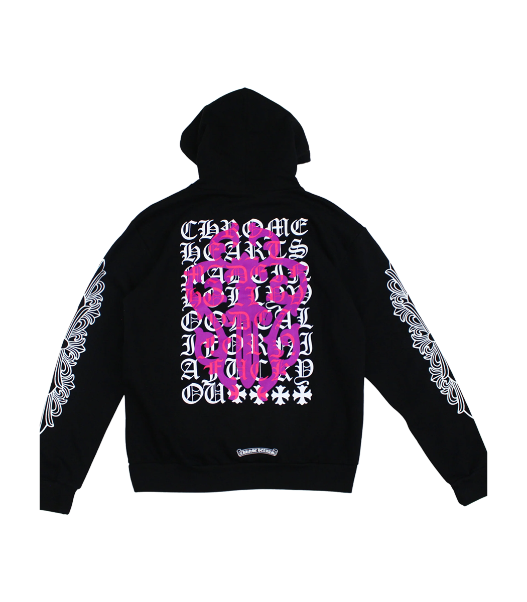 Chrome Hearts Eye Chart Pink Dagger Pullover Hoodie – hoodie front view