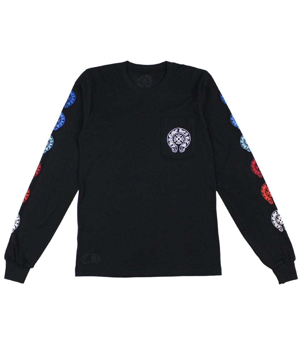 CH Multi Color Horseshoe Long Sleeve T-Shirt – shirt front view