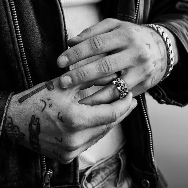 Authentic Chrome Hearts CH Plus Pentagon Ring – front view