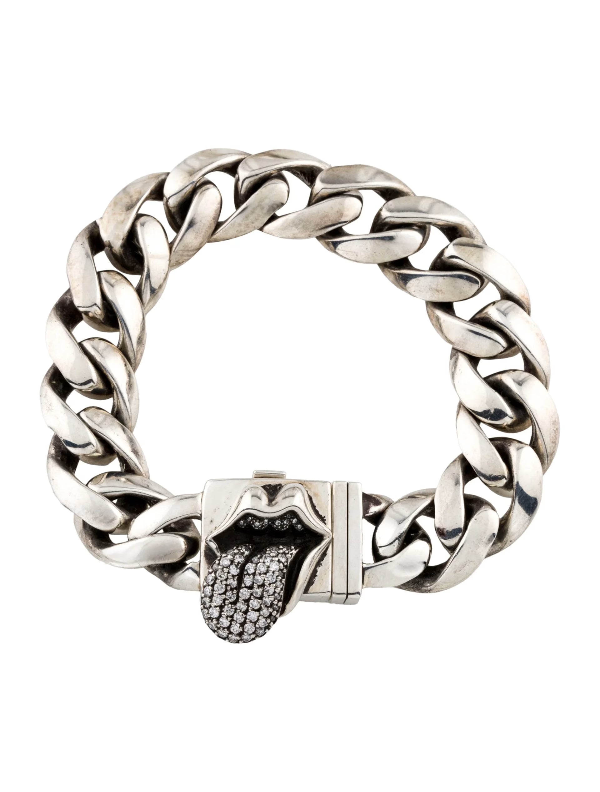 Authentic Chrome Hearts Chrome Hearts Rolling Stones Bracelet​ – front view
