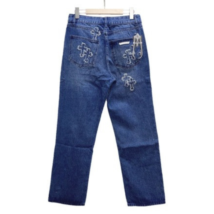 Authentic Chrome Hearts Chrome Heart Zipper Jeans – pants front view