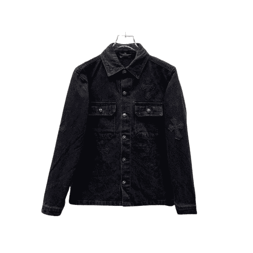 Chrome Hearts All Black Denim Jacket – jacket front view