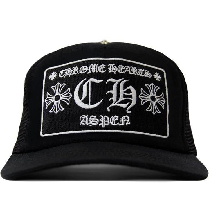 Chrome Hearts Aspen Exclusive Trucker Hat – Black – hat front view
