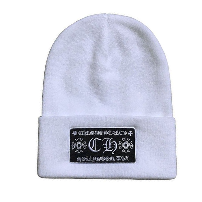 Chrome Hearts Beanie – White – hat front view