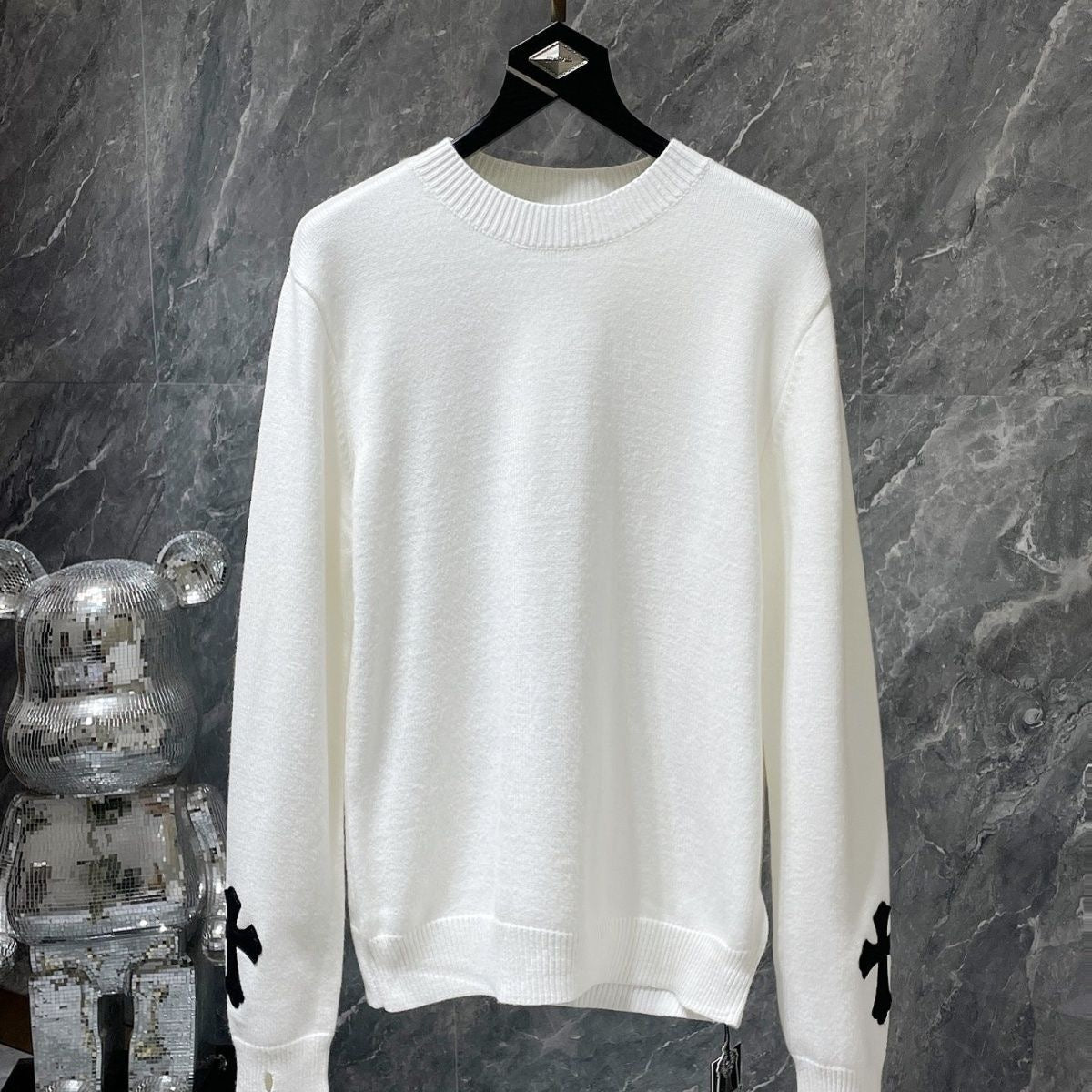 Chrome Hearts Beige Long Sleeve Sweater – shirt front view