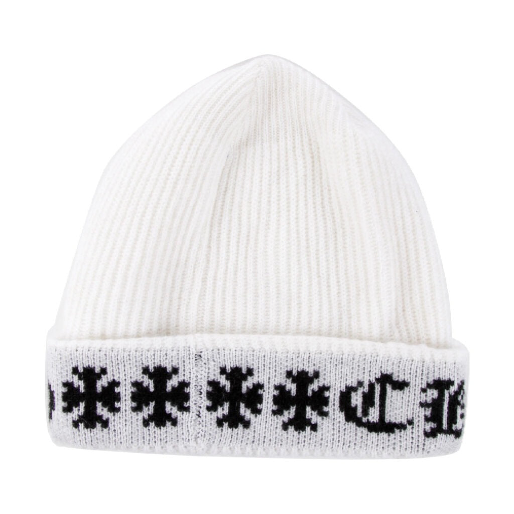 Authentic Chrome Hearts Chrome Hearts Big Daddy Cashmere Beanie – White – front view