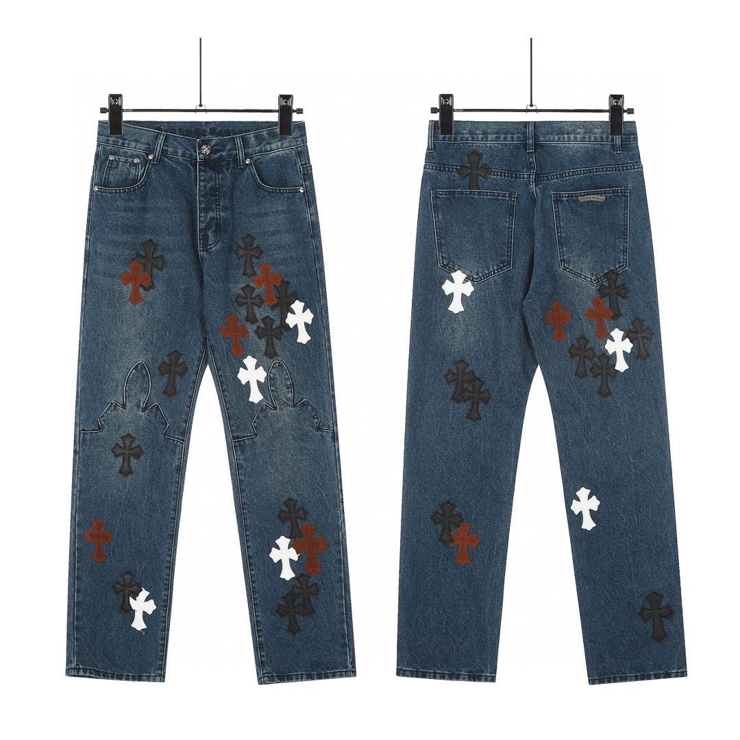 Chrome Hearts Black White Label Jeans – pants front view