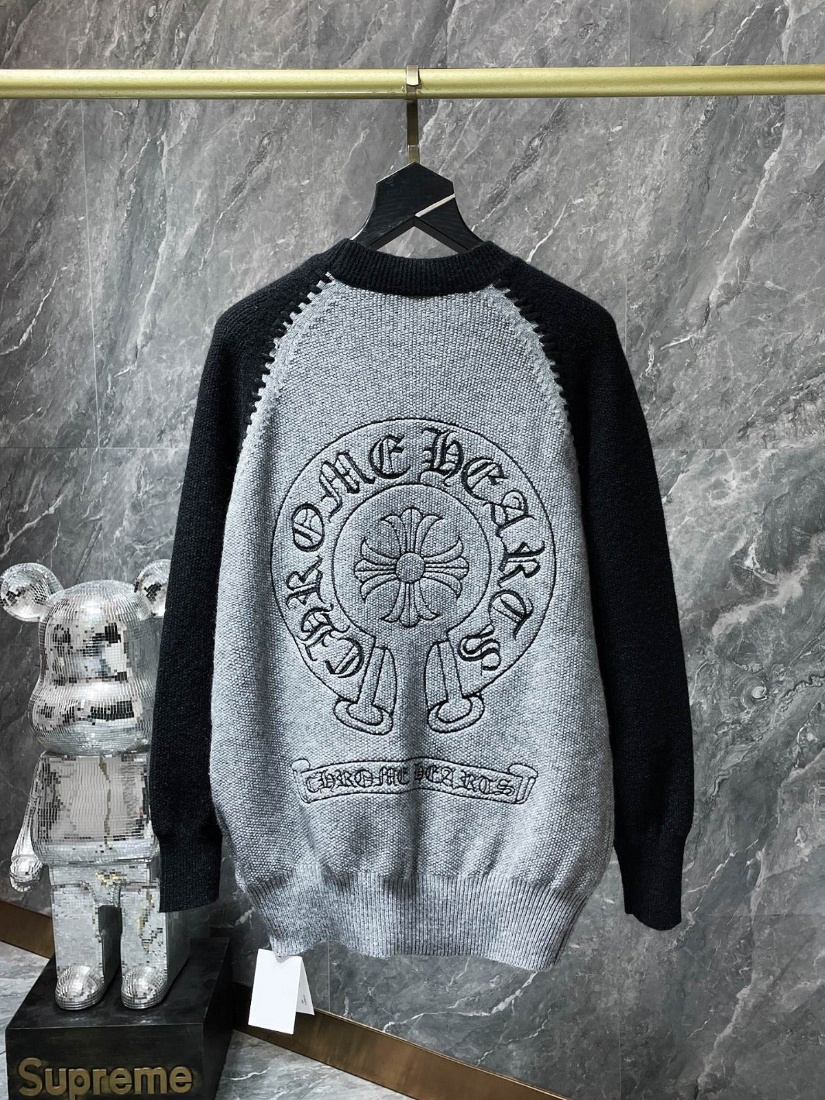 Chrome Hearts Black and Gray HorseShoe Logo Sweatshirt – hoodie front view