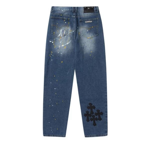 Authentic Chrome Hearts Chrome Hearts Blue Span Denim Pants – front view