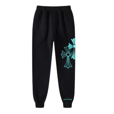 Authentic Chrome Hearts Chrome Hearts Blue Triple Cross Sweatpants – front view