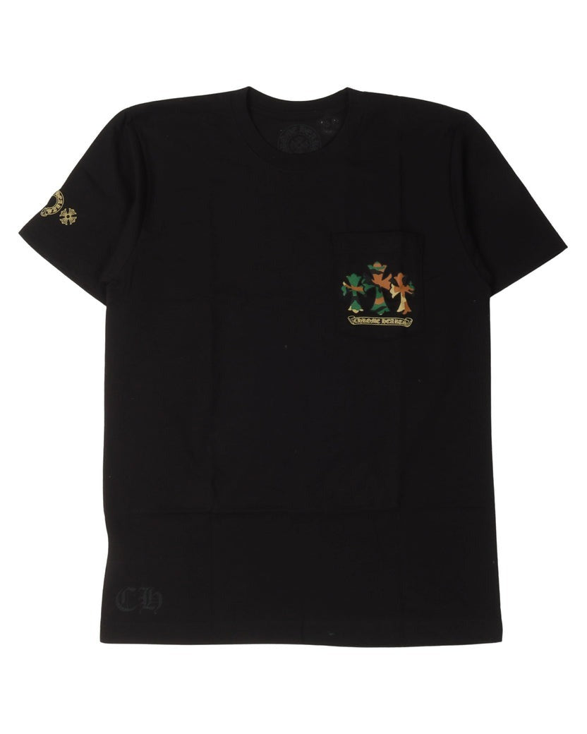 Authentic Chrome Hearts Chrome Hearts Camouflage Cemetery Cross Pocket Tee – front view